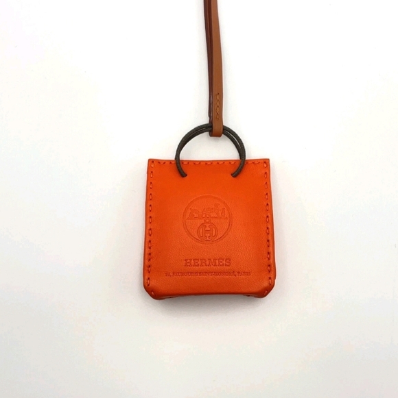 🔥 Hermès Sac Anjou Milo Shopper Bag Orange Y Engraved Bag Charm + Wrapping - Picture 6 of 16